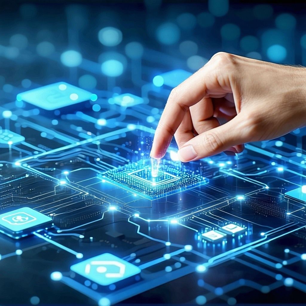 Hands plugging in digital connectors on touchscreen interface symbolizing unified application integration-1