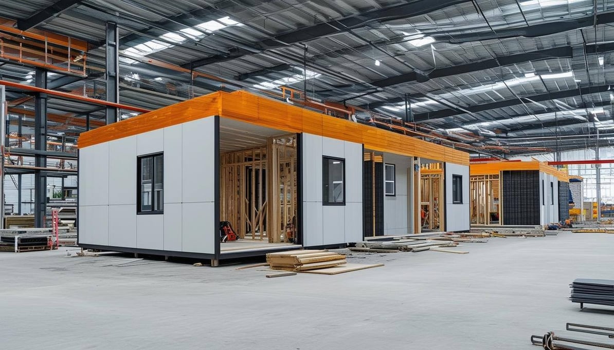 prefab modulr houses being built inside an industrial facotry-1