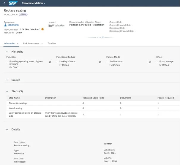 All recommendations for the right maintenance strategy bundled in SAP ASPM