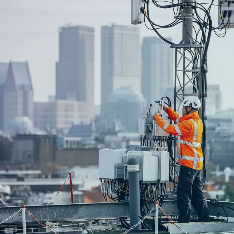 Inspecting cables and wires of digital GSM antenna towards conjunction boxes at the rooftop