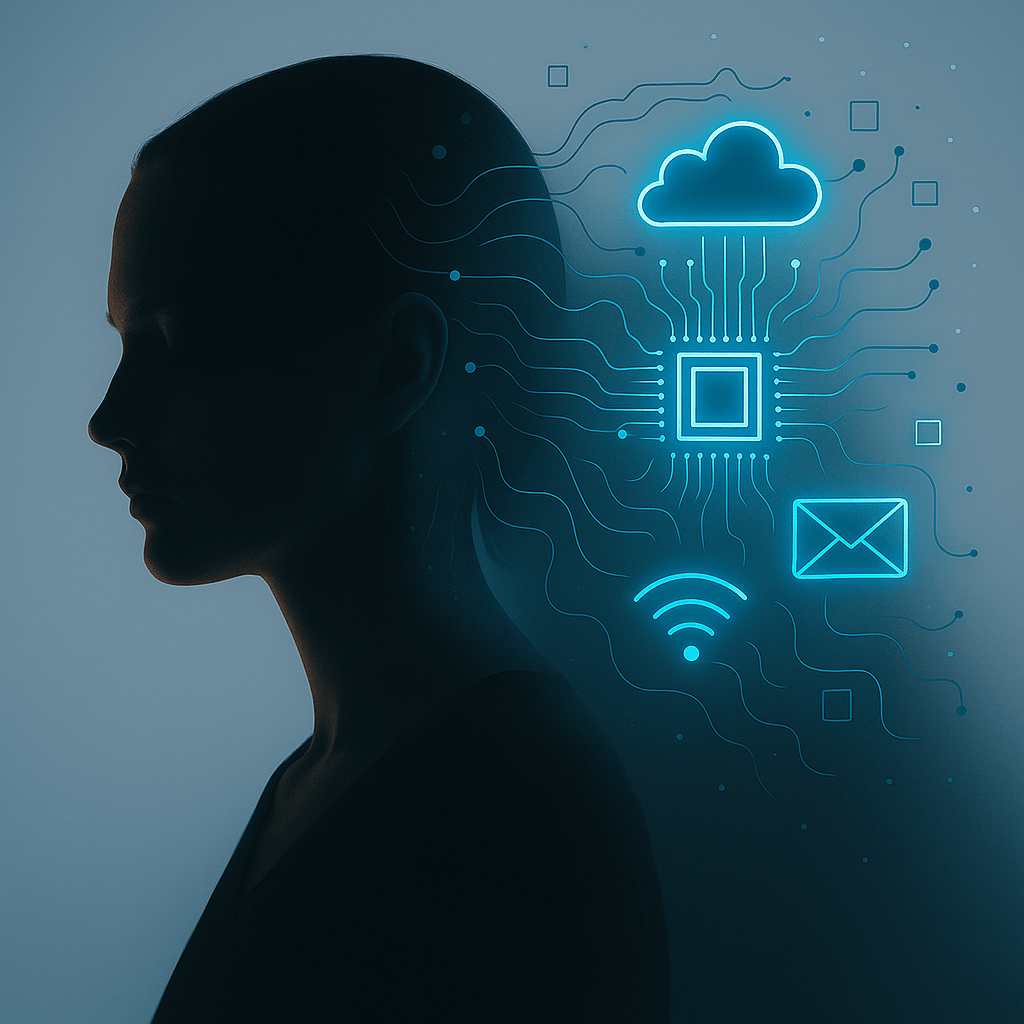 Silhouet van een vrouw met digitale