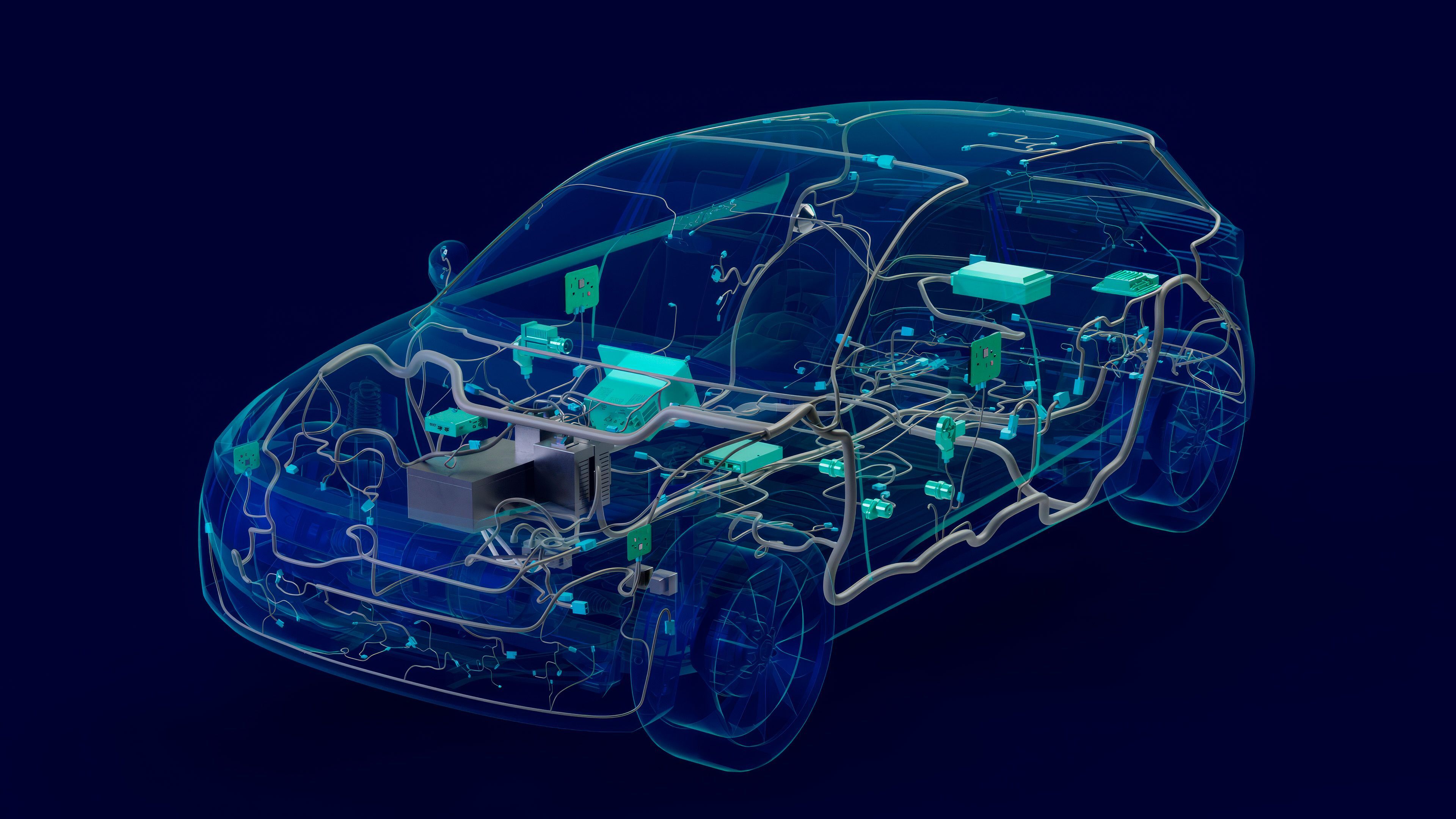 Wireframe Car Auto A&T ECU Harness Electrical