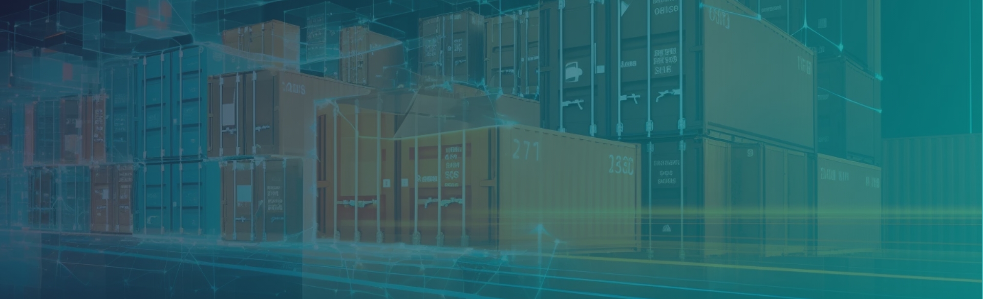 Commerce & Logistics digital interface with stacked shipping containers