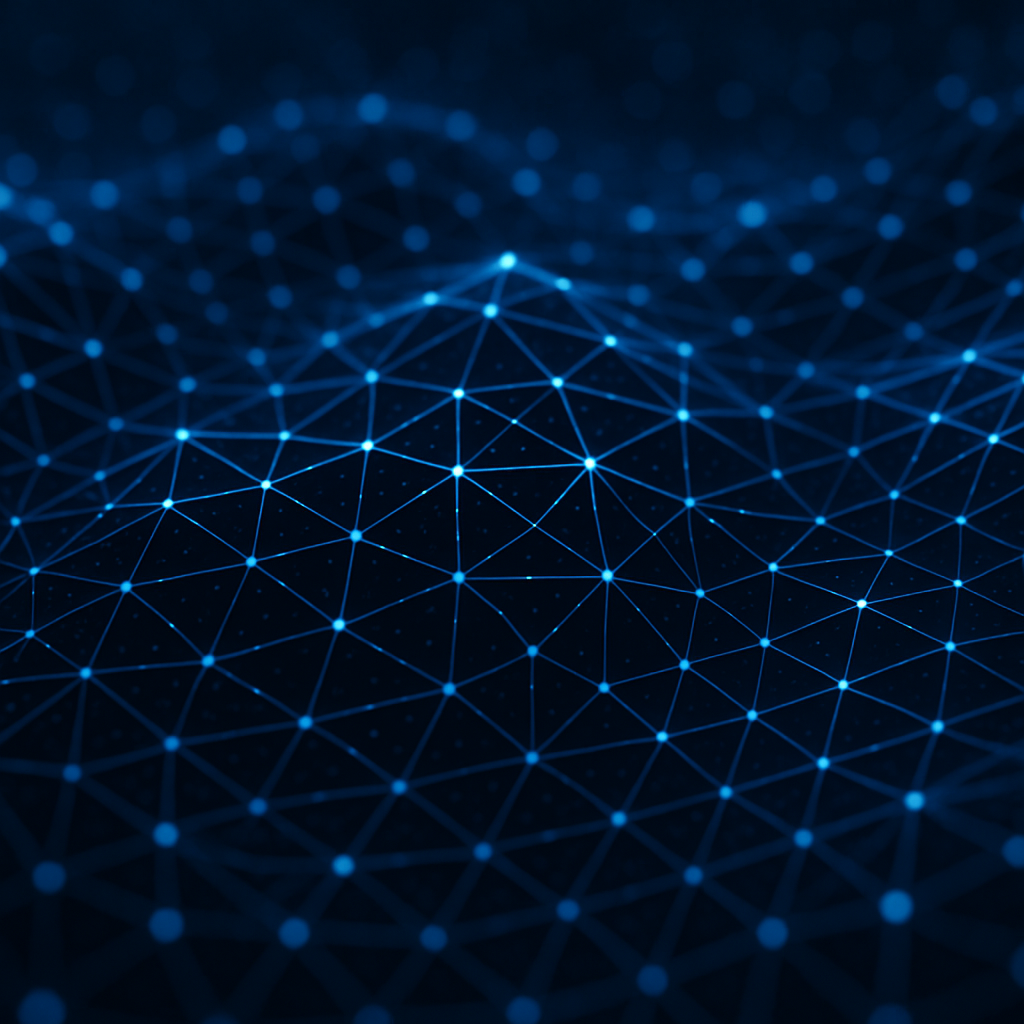 digital mesh in blue with dotted highlights being connected-1