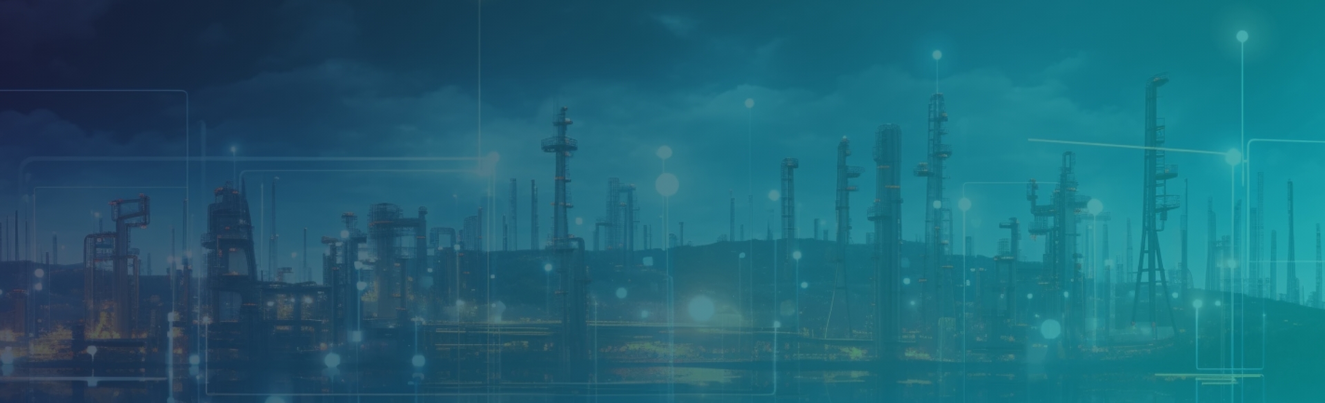 Utilities theme with industrial plant and infrastructure at night